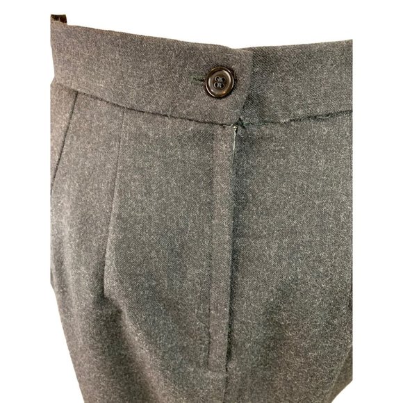 6 Casual Corner 100% Pure Wool Pleated Lined Back Zipper Button Skirt Grey Vinta - Picture 7 of 11
